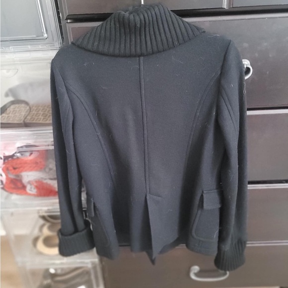 BURBERRY BRIT Toggle Front Black Wool Jacket Coat Knit Shawl US 38 EU - Picture 4 of 11